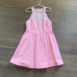 Lilly Pulitzer girls size 8 bright pink seersucker dress Excellent Condition